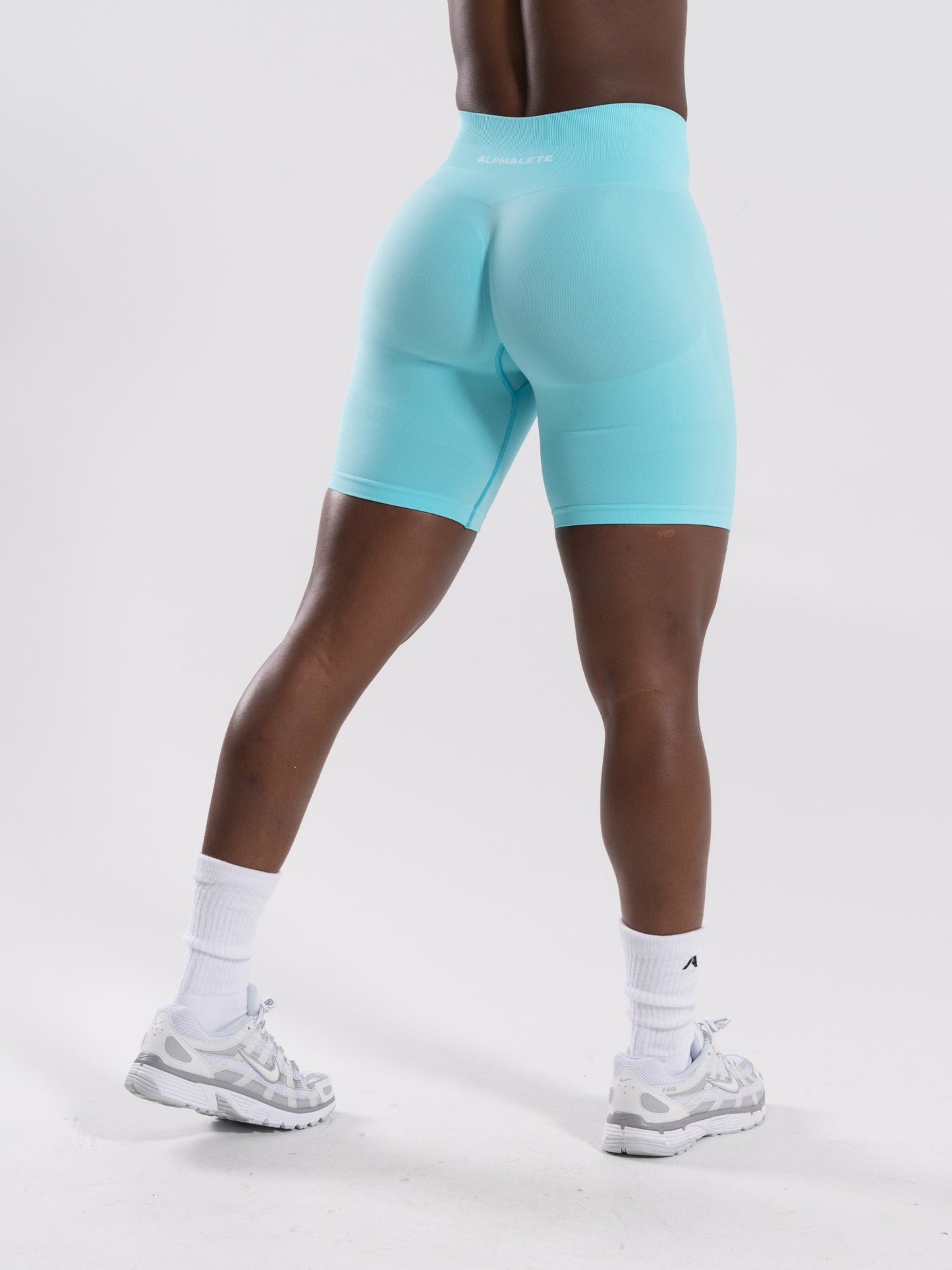 Pump Mid Rise Biker Short - Aqua Blue | Alphalete