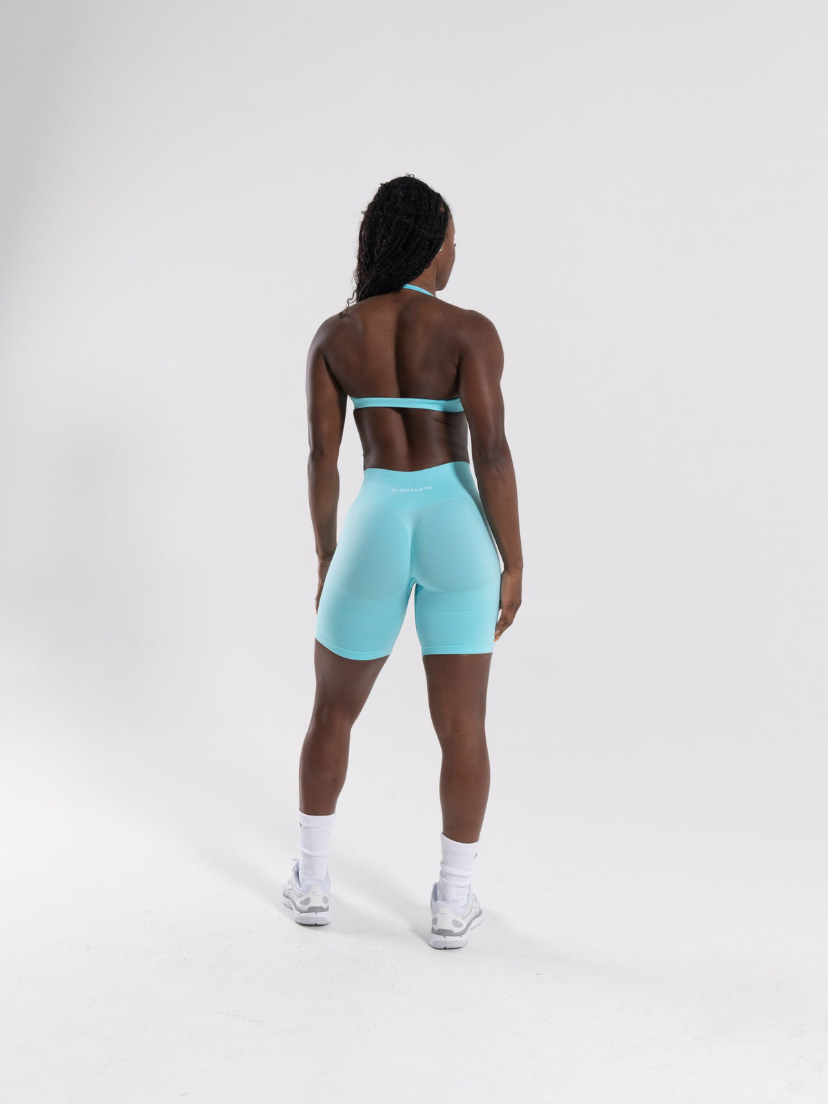 Pump Mid Rise Biker Short - Aqua Blue | Alphalete