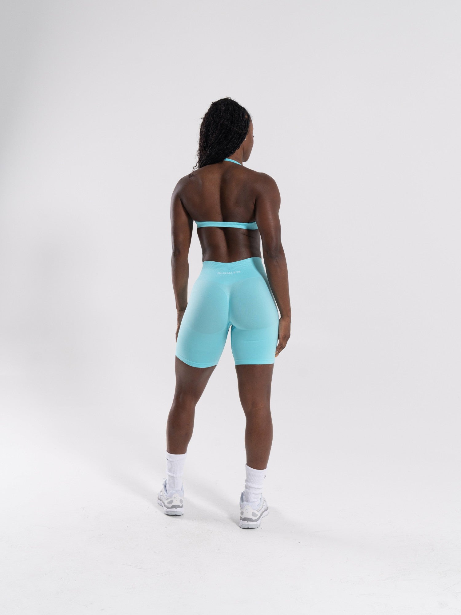 Pump Mid Rise Biker Short - Aqua Blue | Alphalete