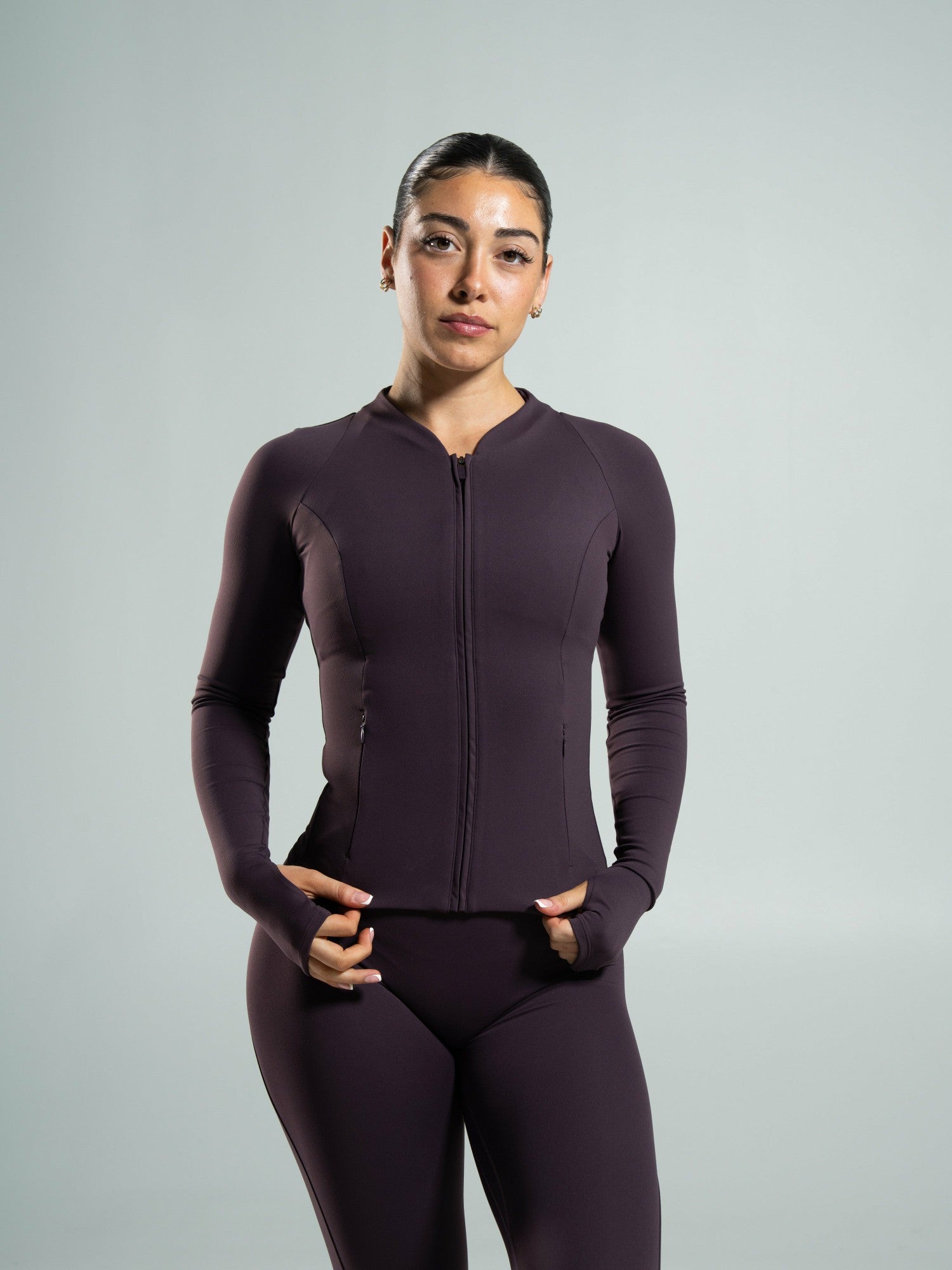 Aura Sculpt Jacket Long - Black Garnet | Alphalete