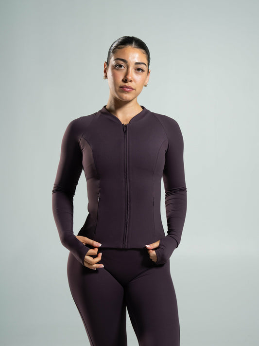 Aura Sculpt Jacket Long - Black Garnet | Alphalete