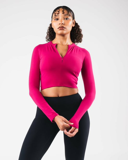 KDM LS Zip Bra - Berry - Best Sports Bra | Alphalete