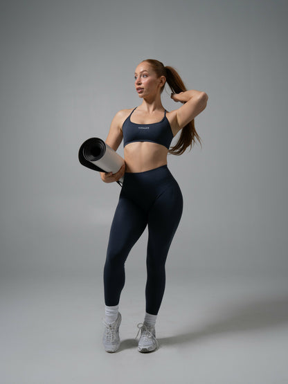 Amplify Open Back Bra - Dusty Navy - Best Sports Bra | Alphalete