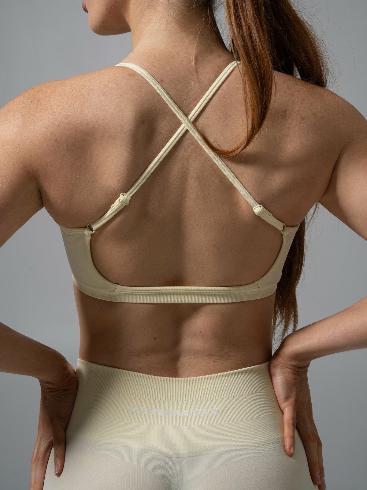 Amplify Open Back Bra - Buttercream - Best Sports Bra | Alphalete