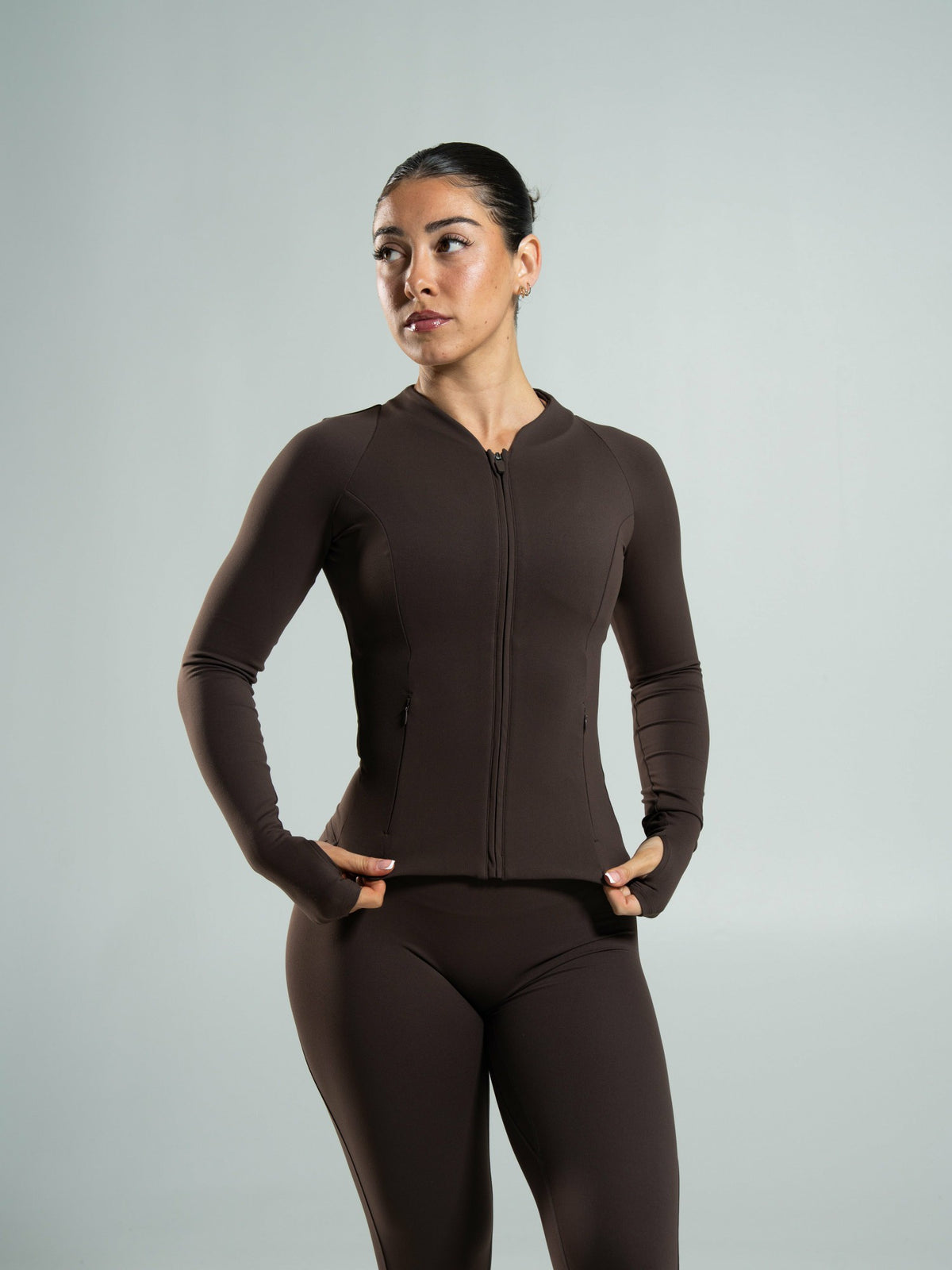 Aura Sculpt Jacket Long - Walnut | Alphalete
