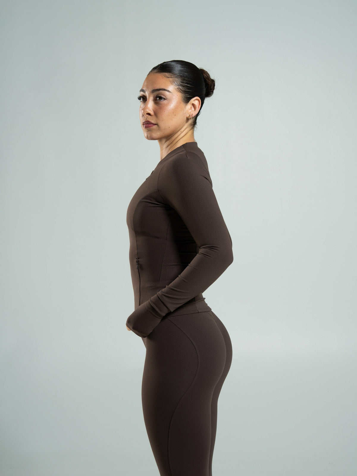 Aura Sculpt Jacket Long - Walnut | Alphalete