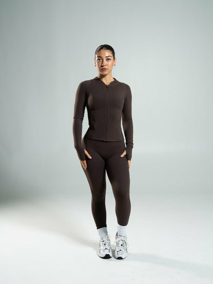Aura Sculpt Jacket Long - Walnut | Alphalete