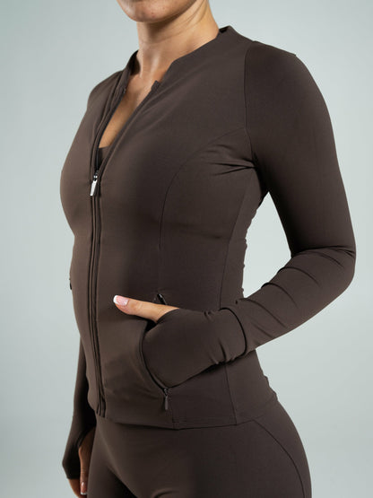 Aura Sculpt Jacket Long - Walnut | Alphalete