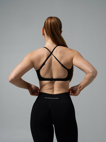 Amplify Open Back Bra - Black - Best Sports Bra | Alphalete