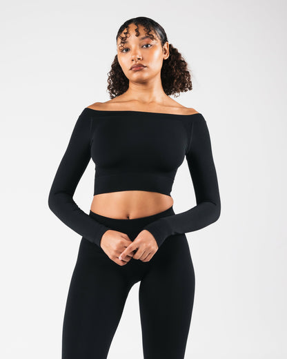 Amplify Halley LS - Black Matter - Workout Clothes | Alphalete