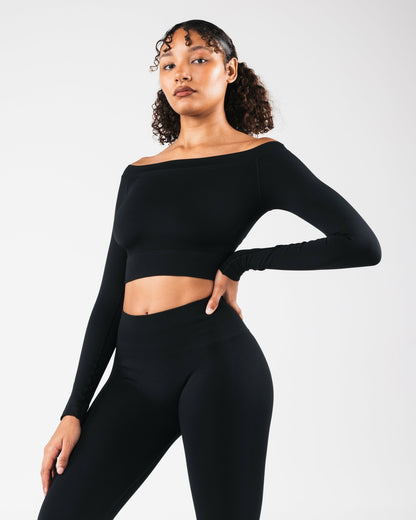 Amplify Halley LS - Black Matter - Workout Clothes | Alphalete