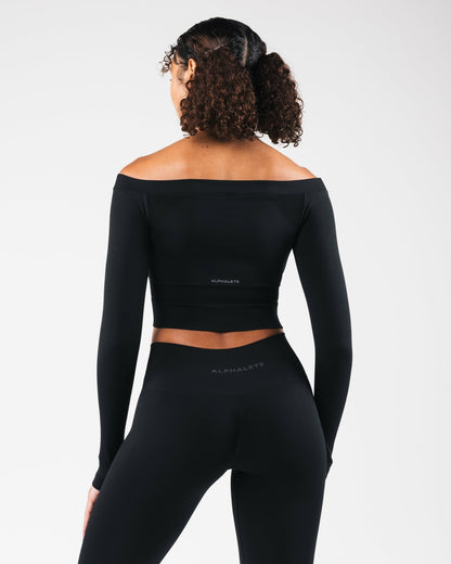 Amplify Halley LS - Black Matter - Workout Clothes | Alphalete
