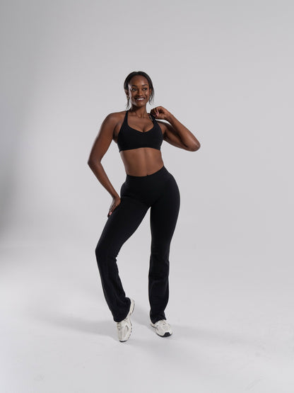 Pump Mid Rise Flared Pant Long - Black | Alphalete