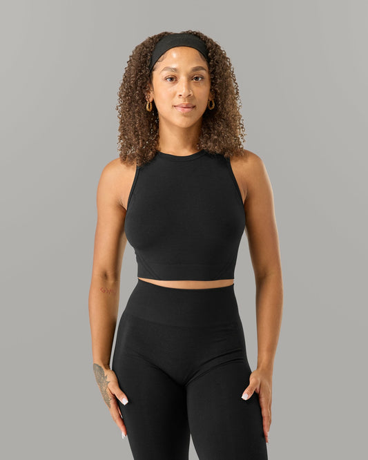 Stratus Crop Tank - Black - Workout Clothes For Women | Alphalete