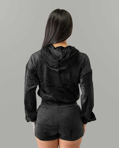 Velour Zip Hoodie - Black - Workout Clothes For Women | Alphalete