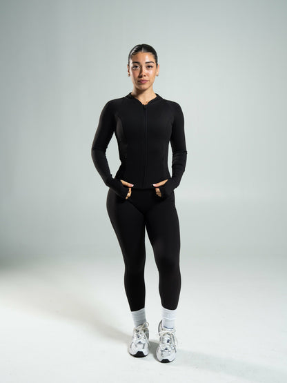 Aura Sculpt Jacket Long - Black | Alphalete