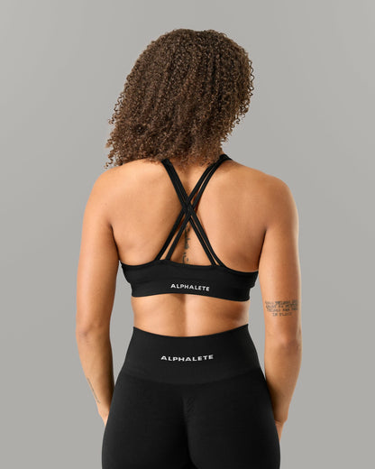 Amplify Deep V Bra - Black - Best Sports Bra | Alphalete