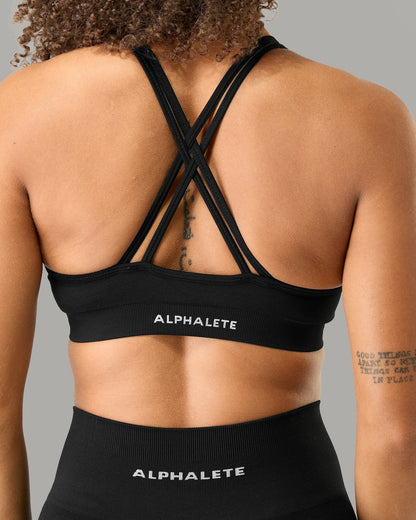 Amplify Deep V Bra - Black - Best Sports Bra | Alphalete
