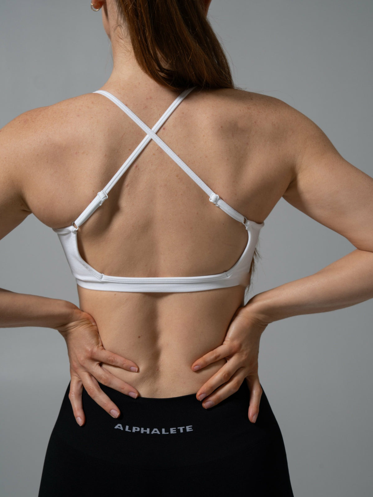 Amplify Open Back Bra - White - Best Sports Bra | Alphalete