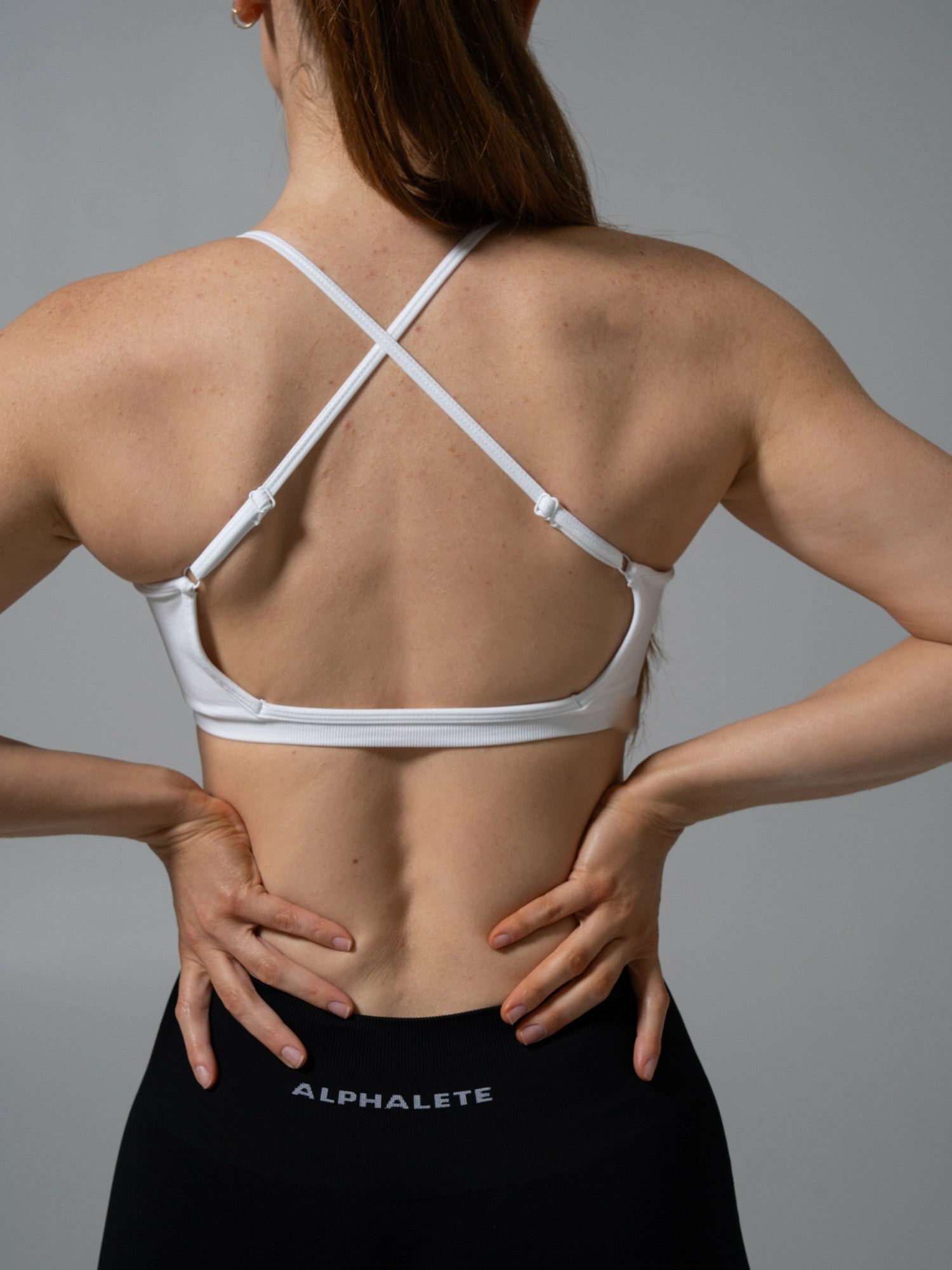 Amplify Open Back Bra - White - Best Sports Bra | Alphalete