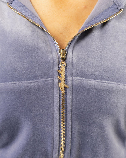 Velour Zip Hoodie - Dusty Blue - Workout Clothes For Women | Alphalete