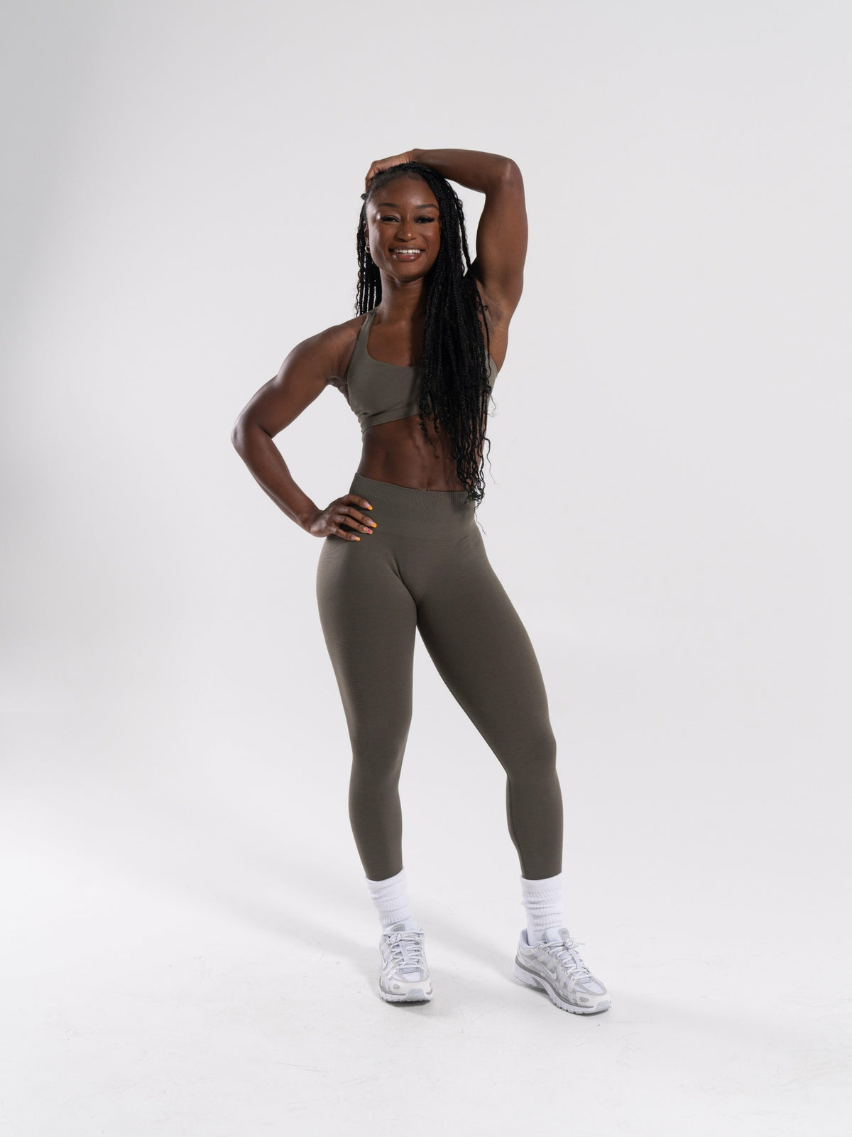 Pump Mid Rise Legging - Khaki | Alphalete