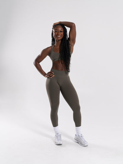 Pump Mid Rise Legging - Khaki | Alphalete