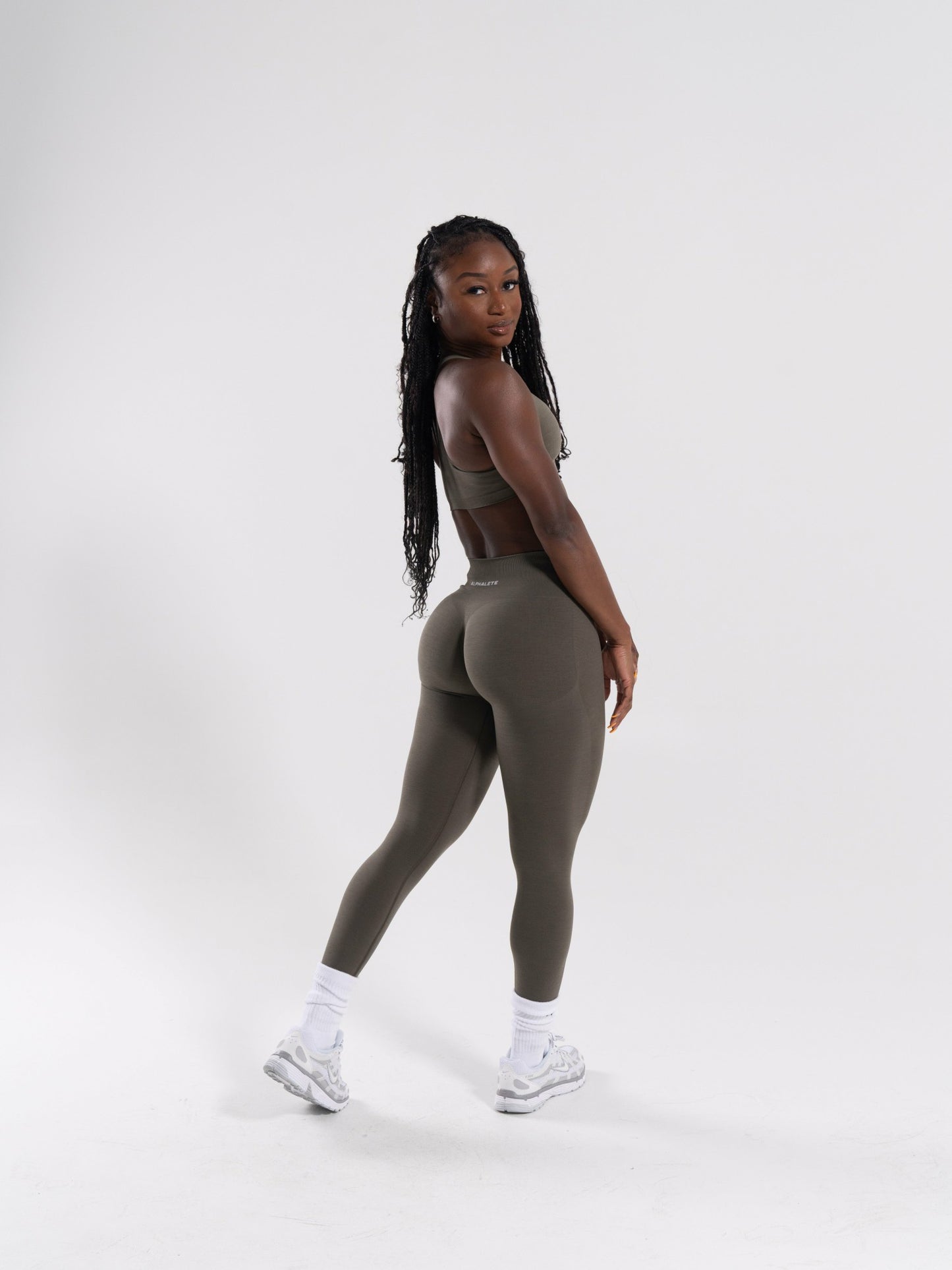 Pump Mid Rise Legging - Khaki | Alphalete