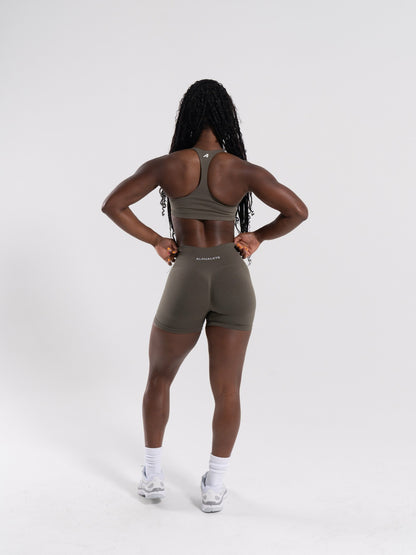 Pump Mid Rise Short - Khaki - Workout Clothes For Women | Alphalete