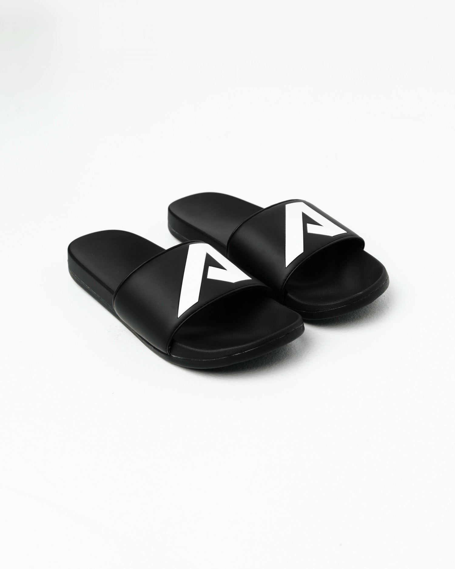 Alpha Slides - Black / White - Workout Clothes | Alphalete
