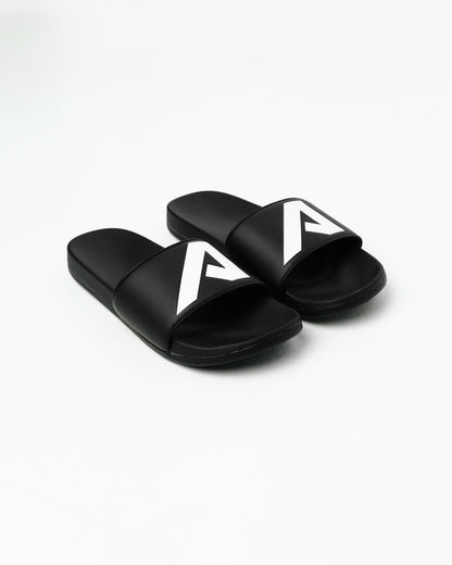 Alpha Slides - Black / White - Workout Clothes | Alphalete