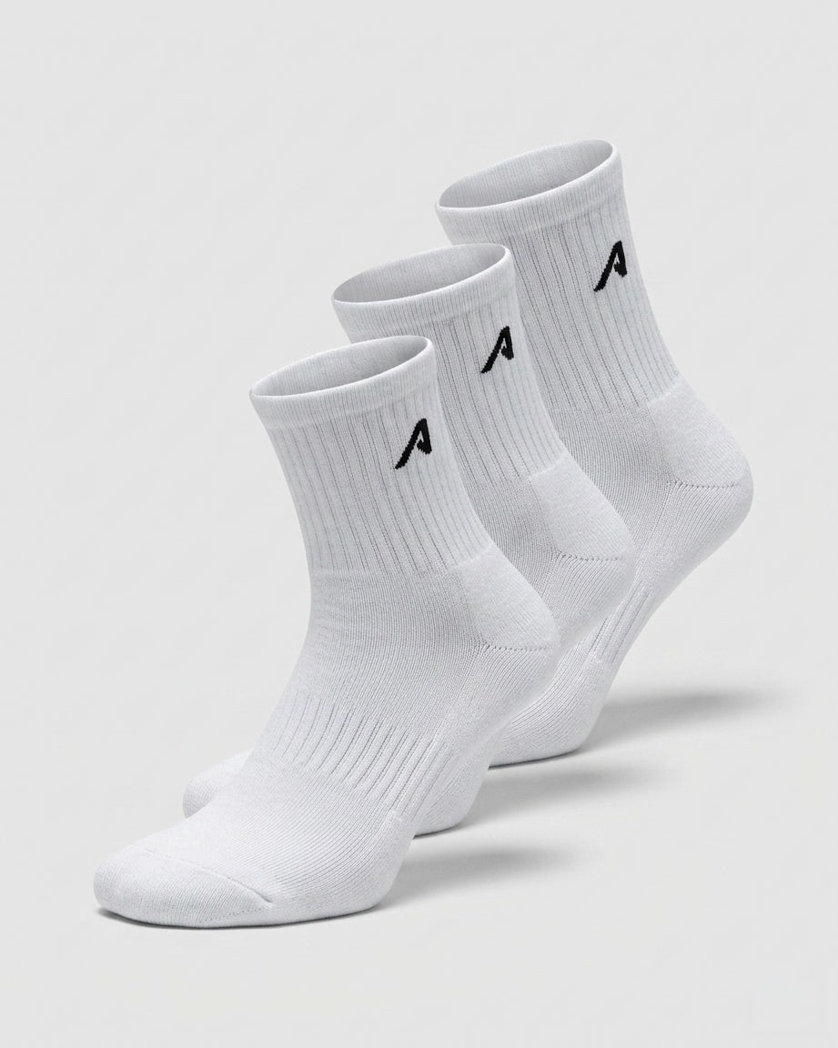 Elite "A" Sock 3pk - White - Workout Clothes For Women | Alphalete