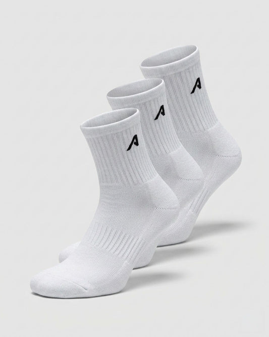 Elite "A" Sock 3pk - White - Workout Clothes For Women | Alphalete