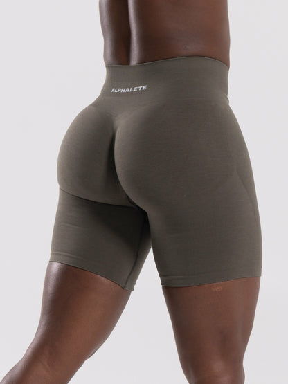 Pump Mid Rise Biker Short - Khaki | Alphalete