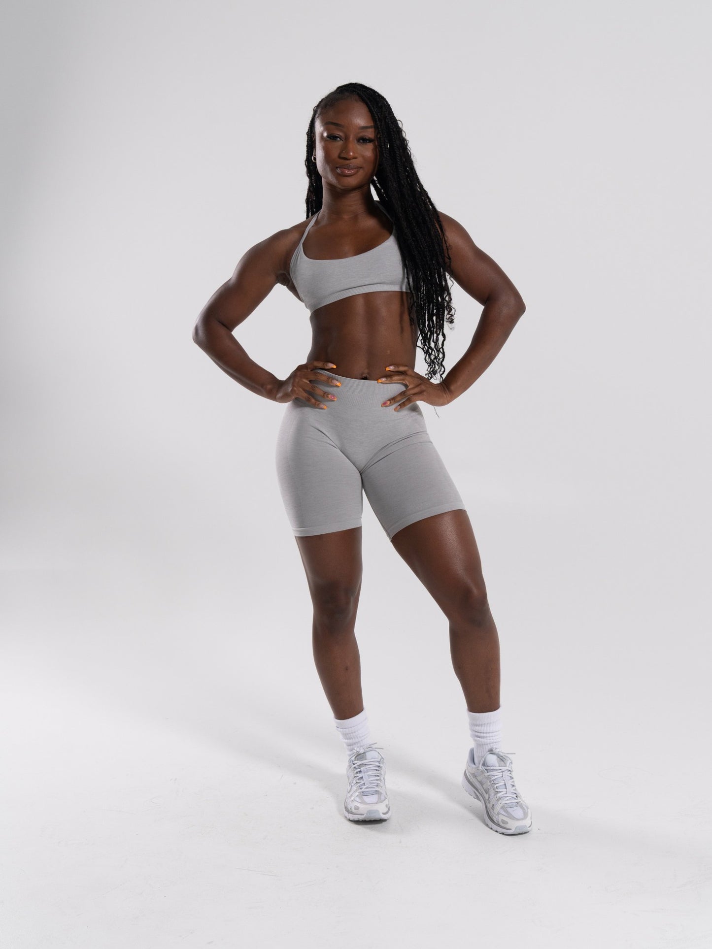 Pump Mid Rise Biker Short - LT Heather | Alphalete