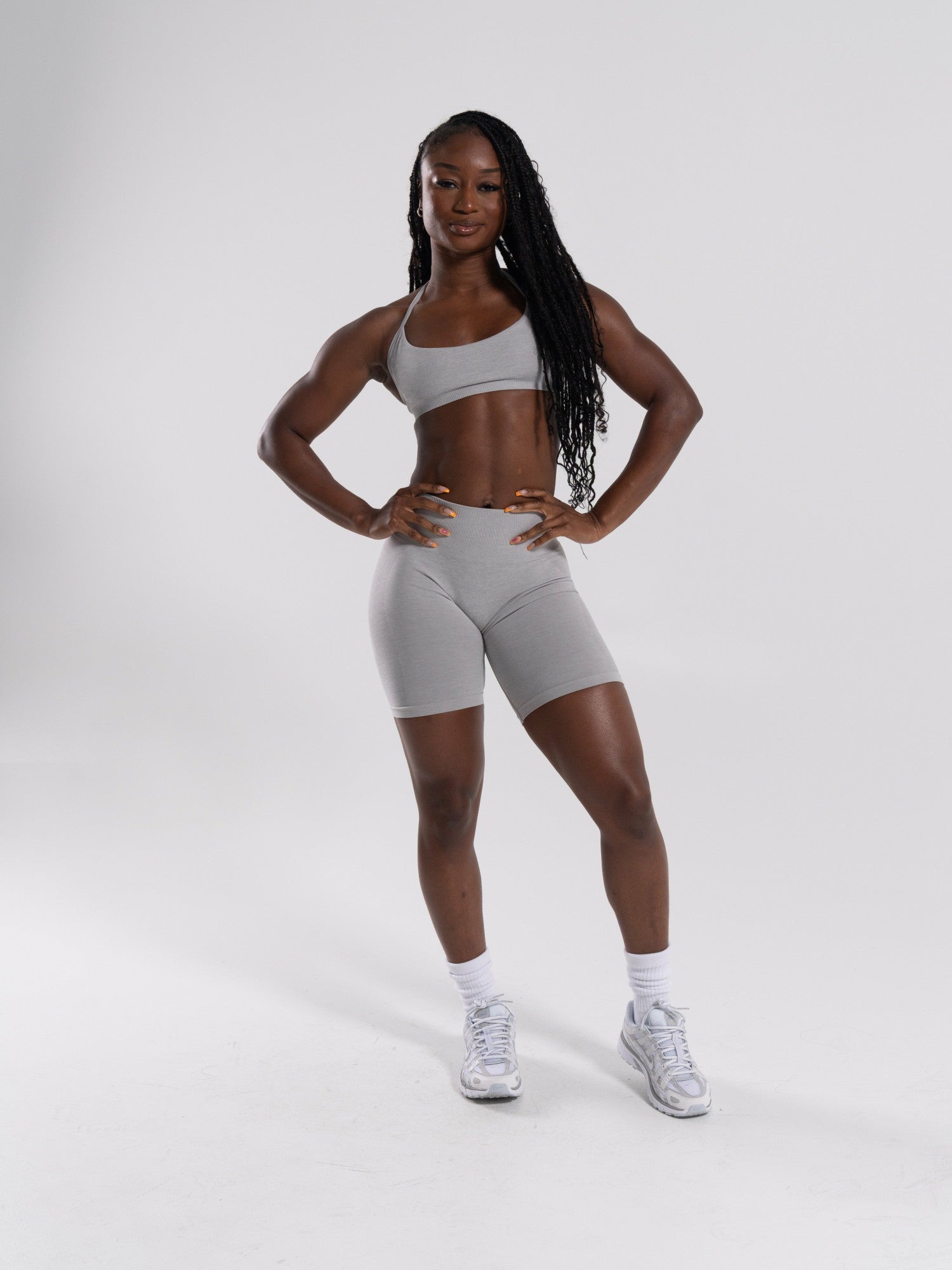 Pump Mid Rise Biker Short - LT Heather | Alphalete