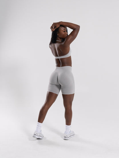 Pump Mid Rise Biker Short - LT Heather | Alphalete