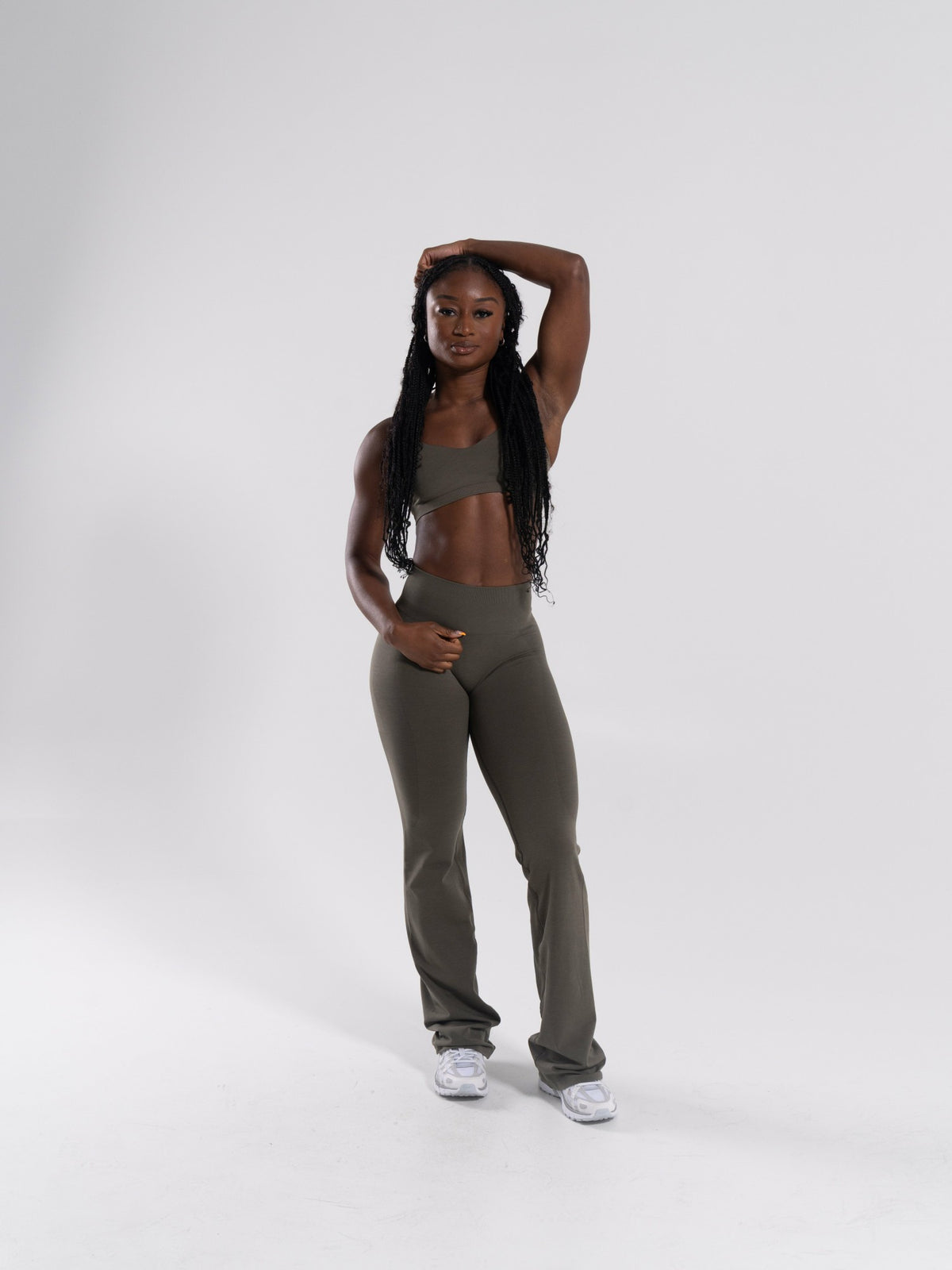 Pump Mid Rise Flared Pant - Khaki | Alphalete