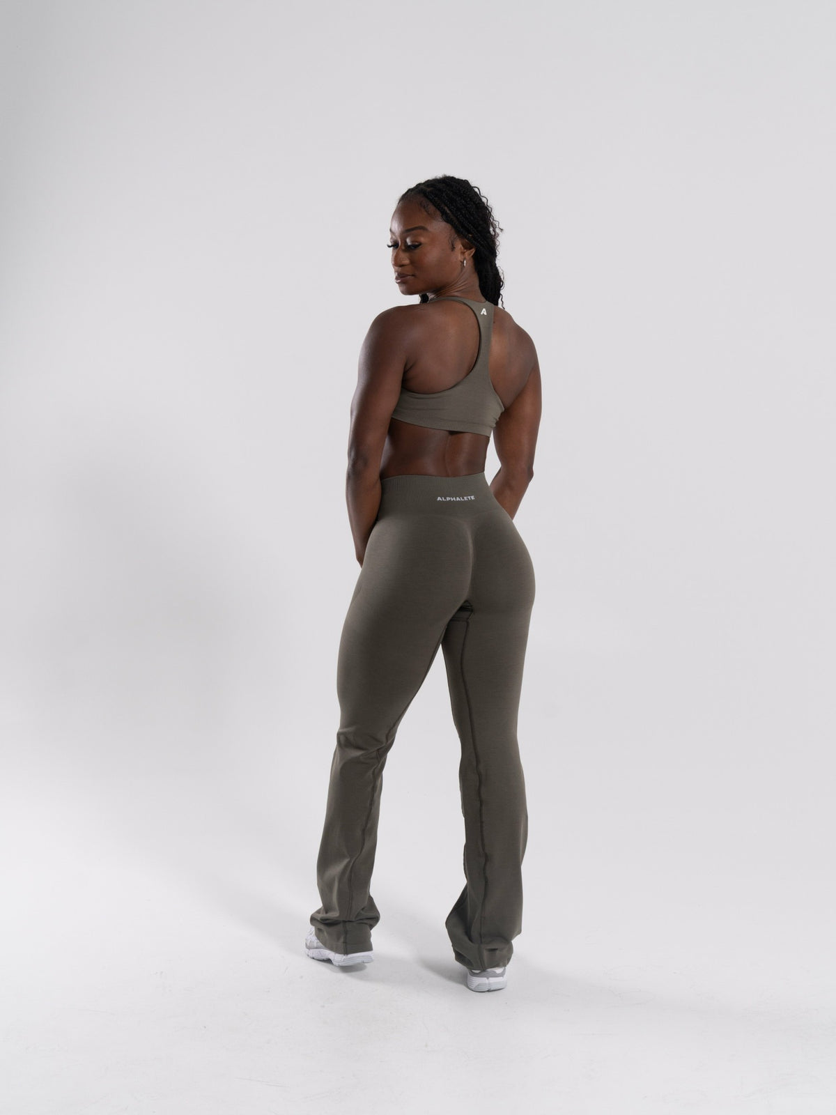 Pump Mid Rise Flared Pant - Khaki | Alphalete