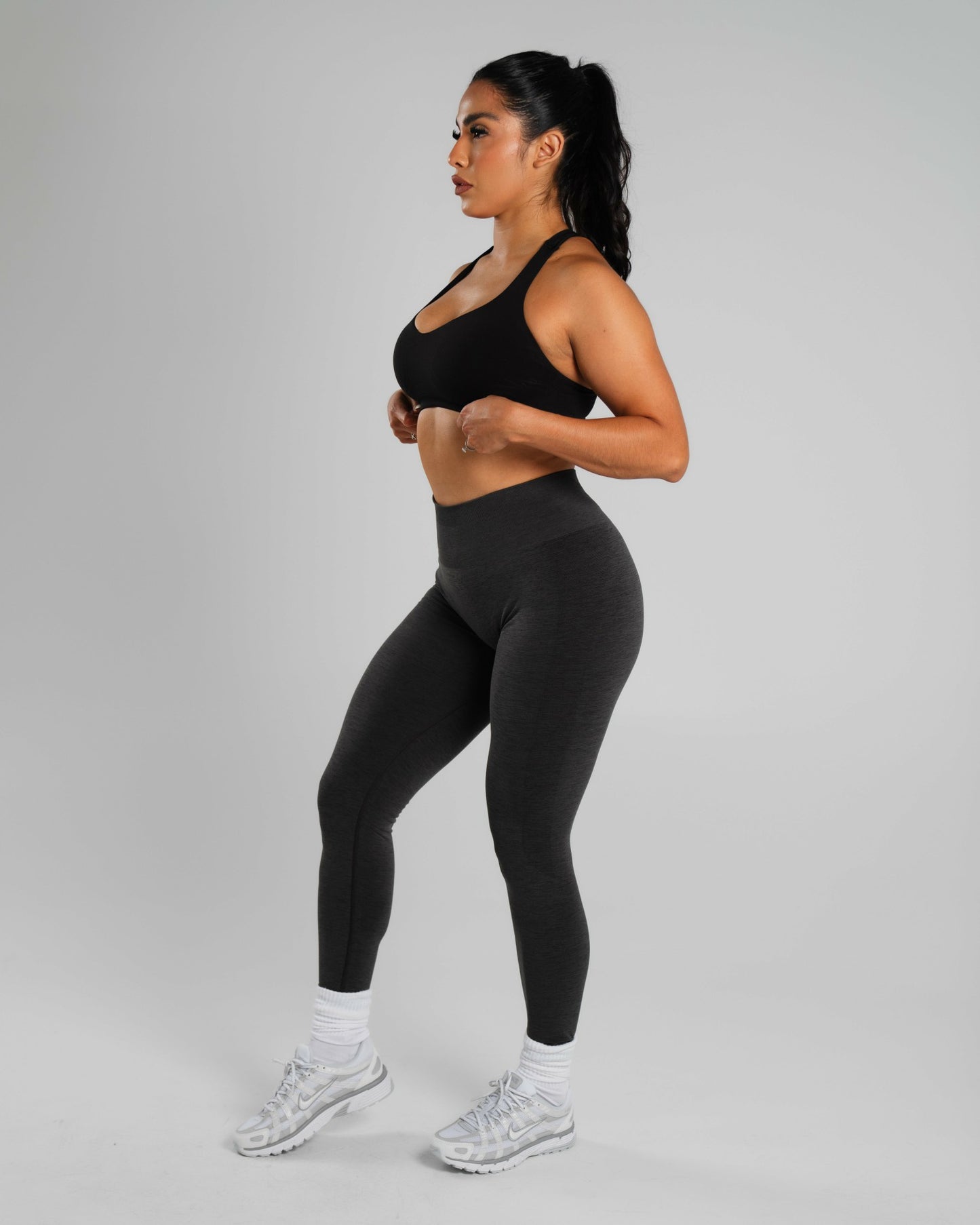 Amplify Mid Rise Legging - Dark Heather Grey | Alphalete