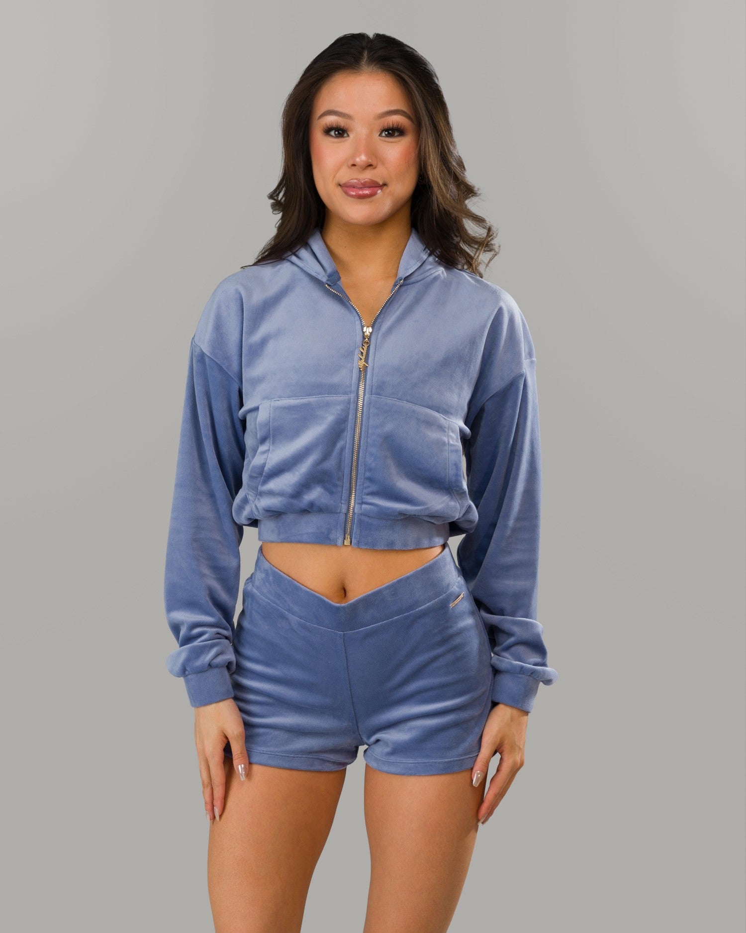 Velour Zip Hoodie - Bluebonnet - Workout Clothes For Women | Alphalete