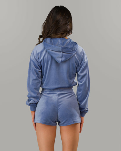 Velour Zip Hoodie - Bluebonnet - Workout Clothes For Women | Alphalete