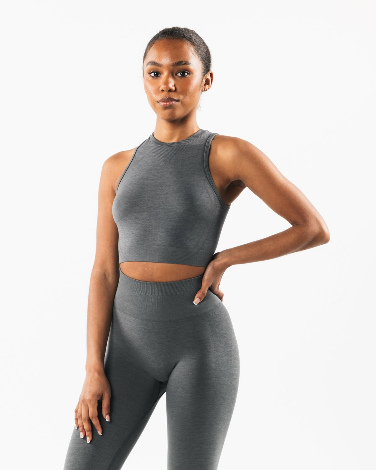 Stratus Crop Tank - Smoke - Workout Clothes For Women | Alphalete