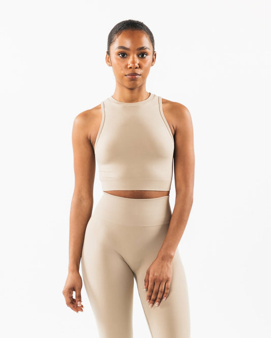 Stratus Crop Tank - Linen - Workout Clothes For Women | Alphalete