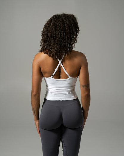 Crossed Push Tank - White - Workout Clothes For Women | Alphalete