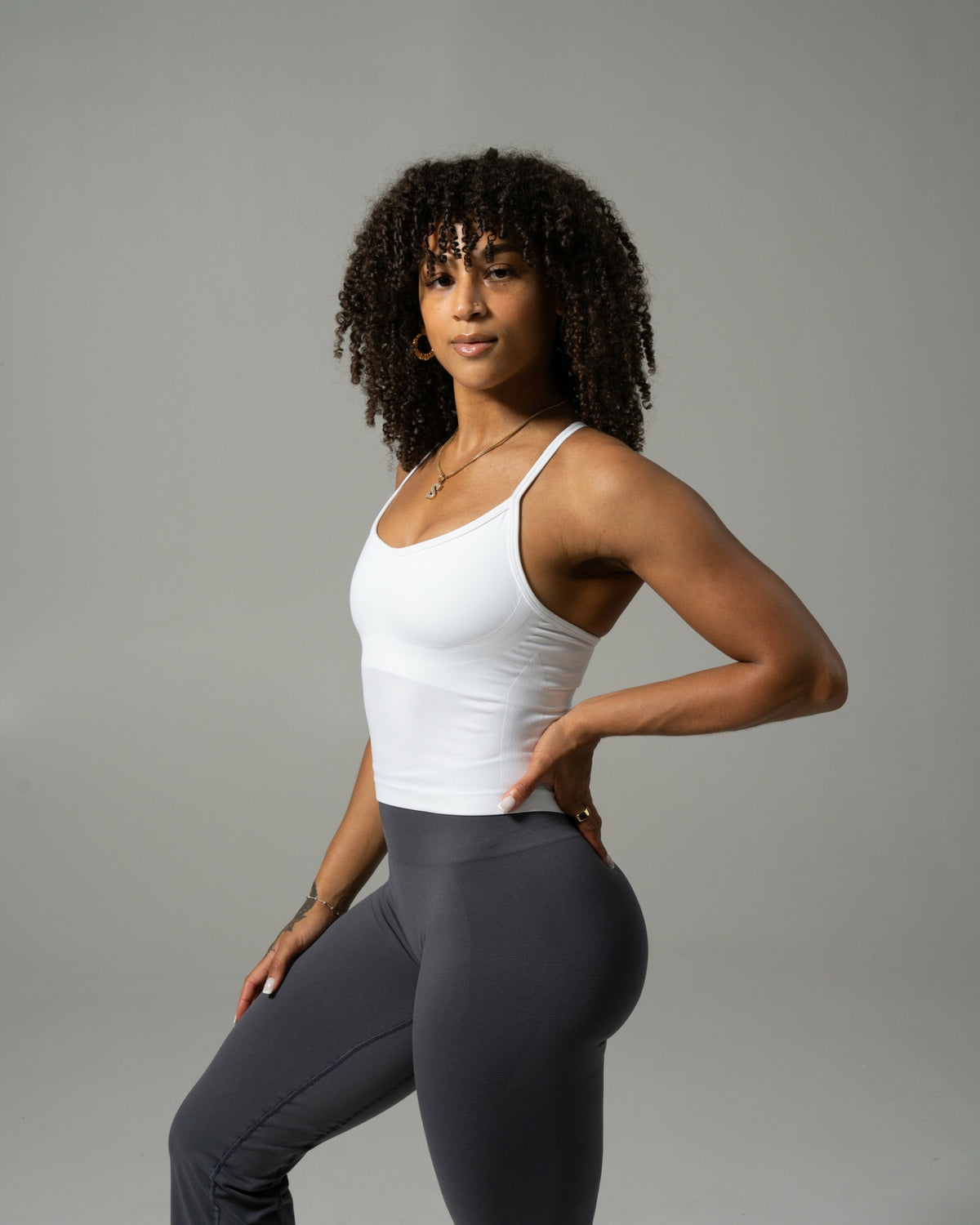 Crossed Push Tank - White - Workout Clothes For Women | Alphalete