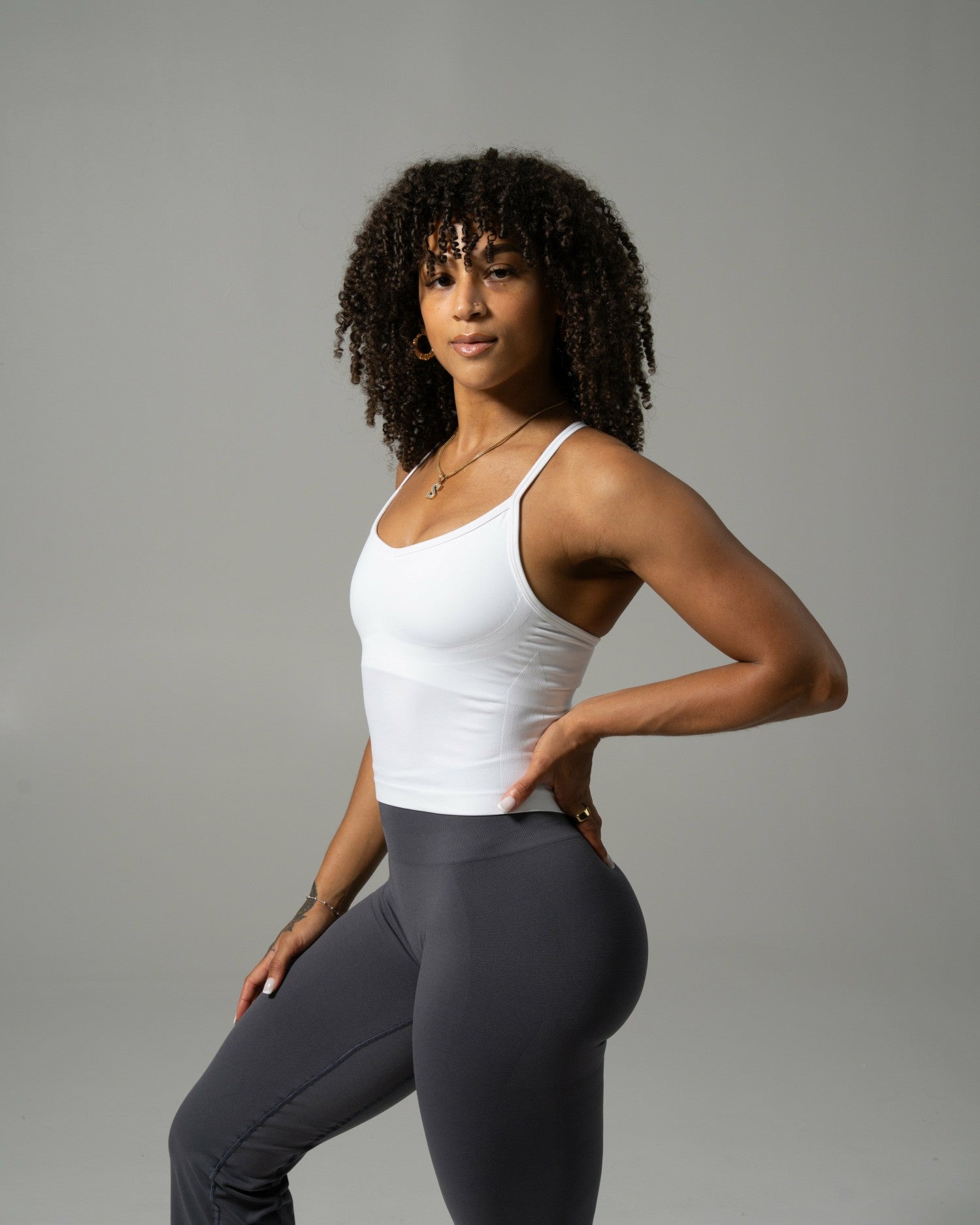 Crossed Push Tank - White - Workout Clothes For Women | Alphalete