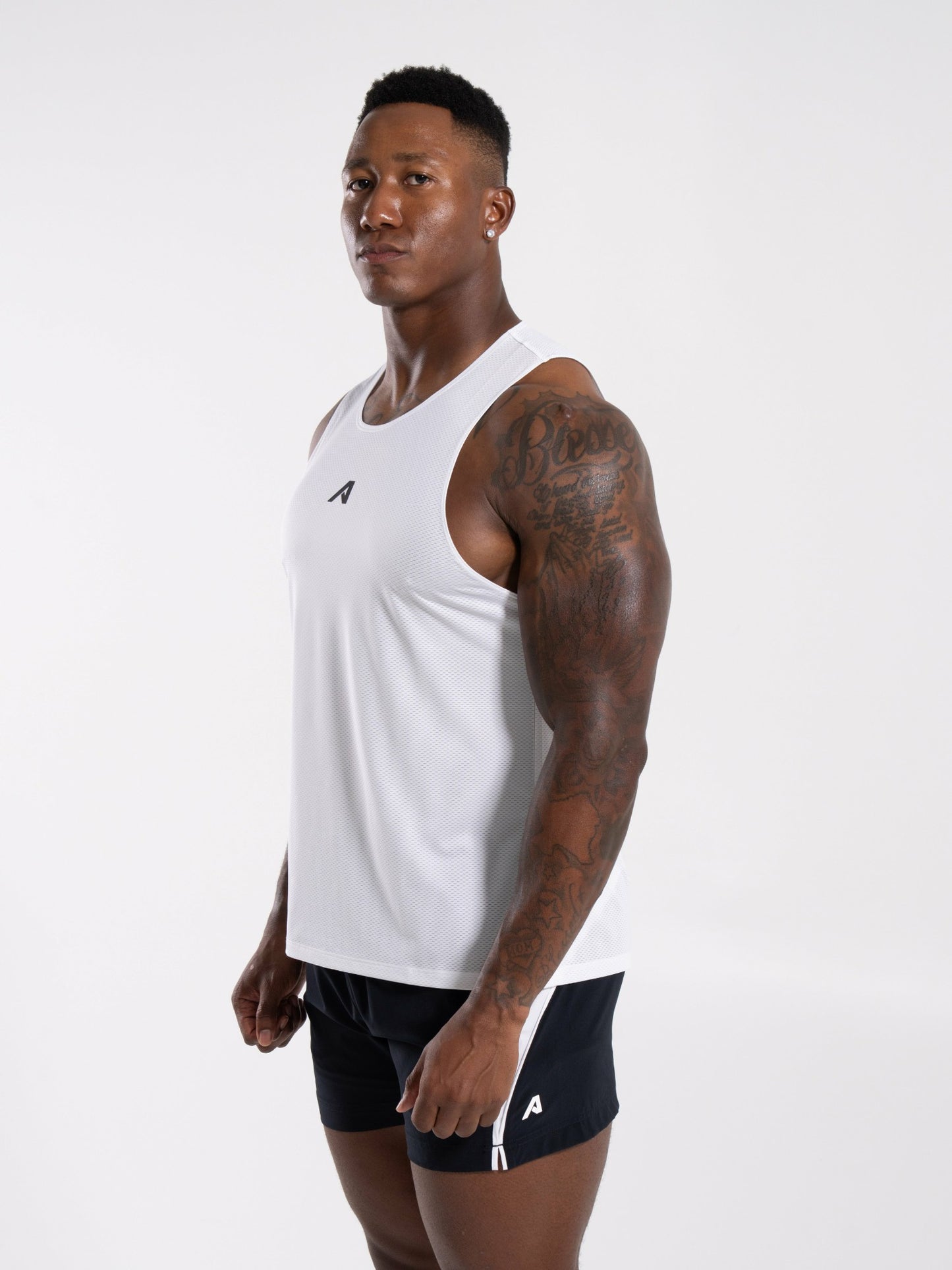 Base Cutoff - White - Mens Workout Tee | Alphalete