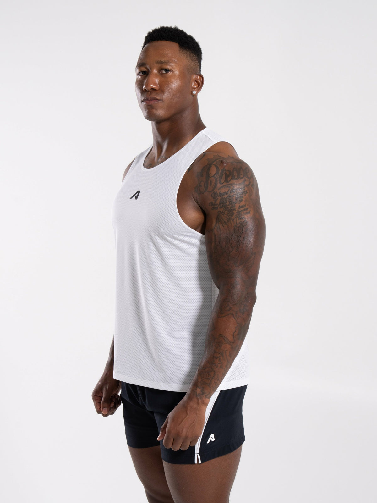 Base Cutoff - White - Mens Workout Tee | Alphalete
