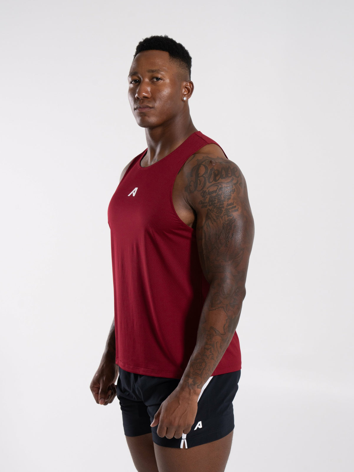 Base Cutoff - Red - Mens Workout Tee | Alphalete